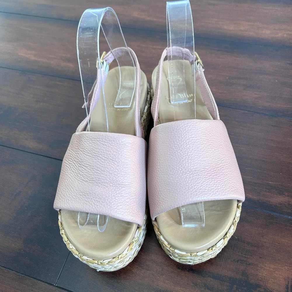 Sole Bliss Brandy Platform Espadrille Sandals Women size 37 Bunion Bed Leather